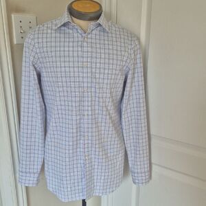 Perry Ellis Light Blue Plaid Button Down Shirt
